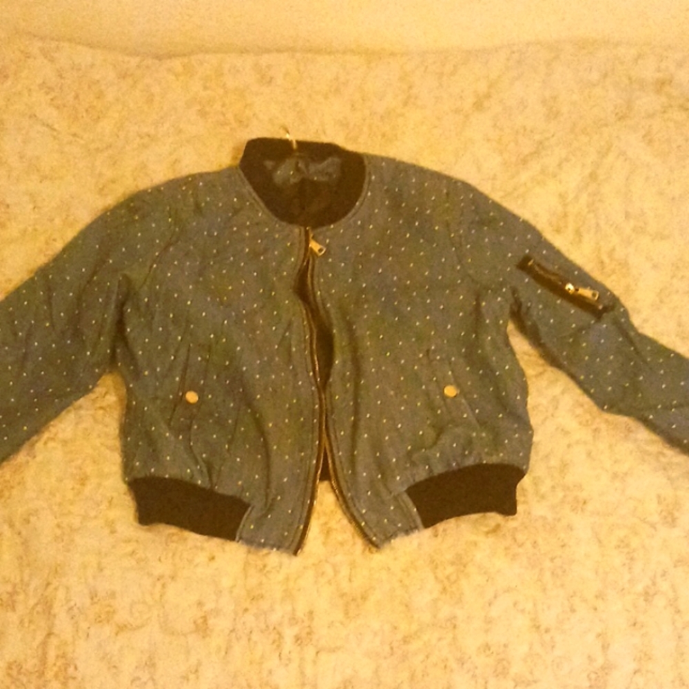 Polkadotted jean jacket